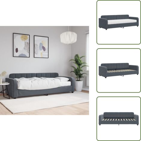 Divano letto 2 in 1 - vidaXL Divano Letto con Materasso Grigio Scuro 80x200 cm in Velluto - Materasso in schiuma