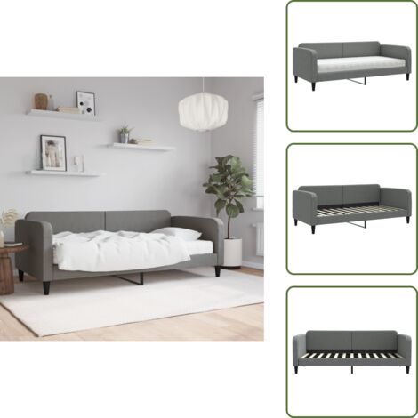 Divano letto 2 in 1 - vidaXL Divano Letto con Materasso Grigio Scuro 90x200 cm in Tessuto - Letto con materasso