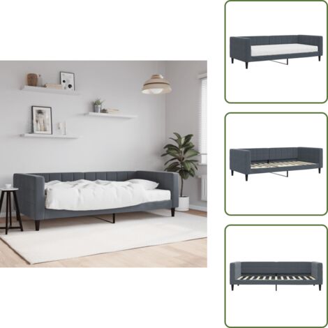 Divano letto 2 in 1 - vidaXL Divano Letto con Materasso Grigio Scuro 90x200 cm in Velluto - Letto con materasso