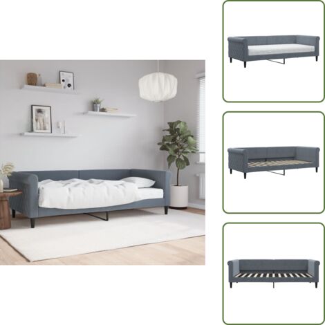 Divano letto 2 in 1 - vidaXL Divano Letto con Materasso Grigio Scuro 90x200 cm in Velluto - Letto con materasso