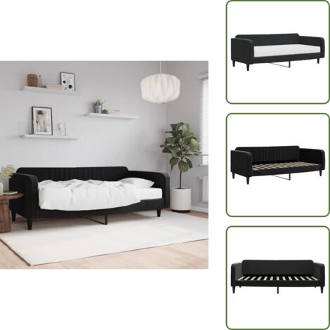 Divano letto 2 in 1 - vidaXL Divano Letto con Materasso Nero 100x200 cm in Velluto - Letto notte