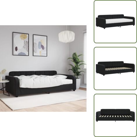 Divano letto 2 in 1 - vidaXL Divano Letto con Materasso Nero 100x200 cm in Velluto - Materasso in schiuma