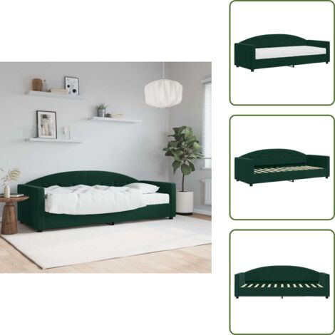 Divano letto 2 in 1 - vidaXL Divano Letto con Materasso Verde Scuro 90x200 cm in Velluto - Materasso in schiuma