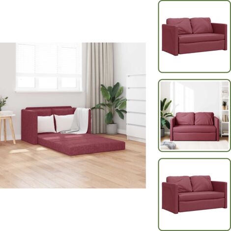 Divano letto 2 in 1 - vidaXL Divano Letto da Terra 2 in 1 Rosso Vino 112x174x55cm Tessuto -