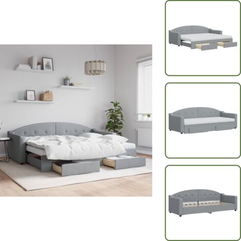 Divano letto 2 in 1 - vidaXL Divano Letto Estraibile Cassetti Grigio Chiaro 80x200cm Tessuto - Letto con ruote