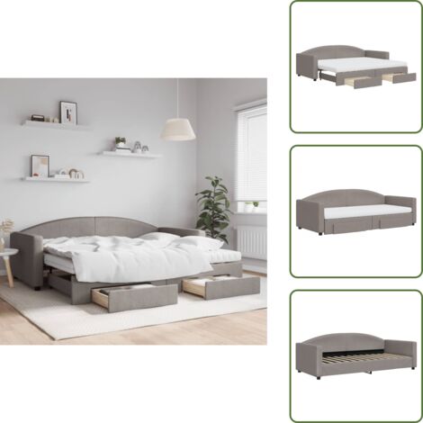 Divano letto 2 in 1 - vidaXL Divano Letto Estraibile con Cassetti Tortora 90x200 cm Tessuto - Letto con materasso in schiuma