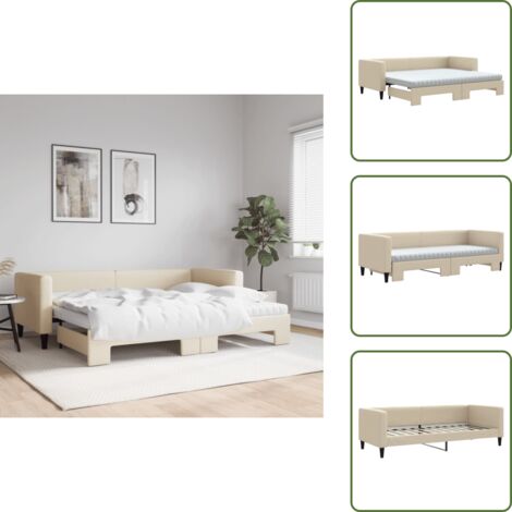 Divano letto 2 in 1 - vidaXL Divano Letto Estraibile con Materassi Crema 80x200 cm Tessuto - Letto estraibile
