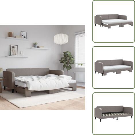 Divano letto 2 in 1 - vidaXL Divano Letto Estraibile con Materassi Tortora 80x200 cm Tessuto - Letto estraibile