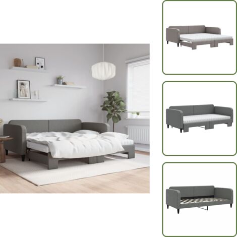 Divano letto 2 in 1 - vidaXL Divano Letto Estraibile Materassi Grigio Scuro 100x200 Tessuto -