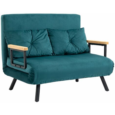 Divano Letto 2 Posti 102x73x81 cm in Tessuto Effetto Velluto Verde
