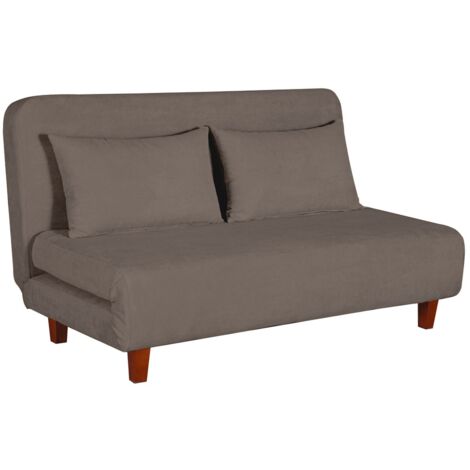Divano Letto 2 Posti 146x91x82 cm in Tessuto Tortora Scuro