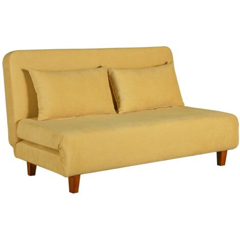 Divano Letto 2 Posti 146x91x82cm in Tessuto Giallo