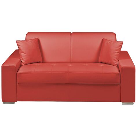 Divano letto 2 posti a ribalta in similpelle Rosso - Larghezza Materasso 120 cm - Spessore 18 cm - EMIR