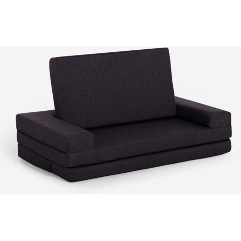 MODUS SOFÀ Divano letto 2 posti componibile pieghevole salvaspazio in tessuto Miranda - Nero