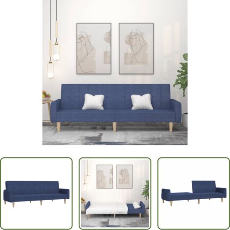 Divano letto 2 posti -  Divano Letto a 2 Posti Blu in Tessuto