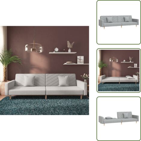 Divano letto 2 posti - vidaXL Divano Letto a 2 Posti con 2 Cuscini Grigio Chiaro in Tessuto - Divano letto trasformabile