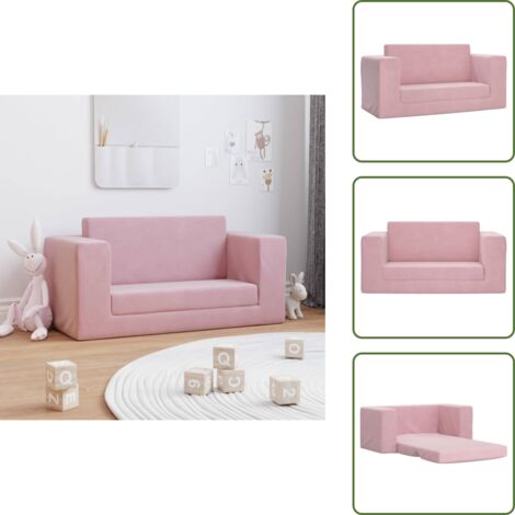 Divano letto 2 posti - vidaXL Divano Letto per Bambini a 2 Posti Rosa in Morbido Peluche - Poltrona per bambini