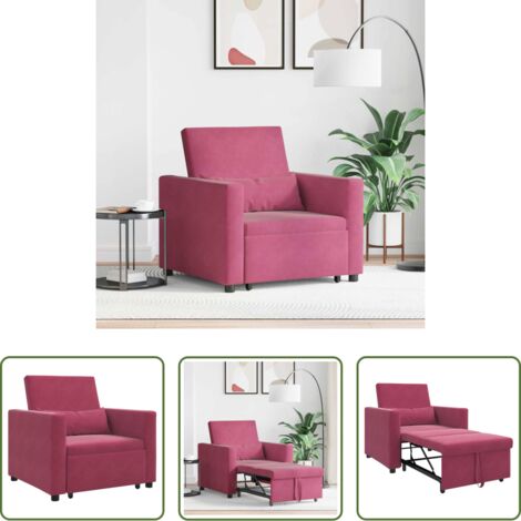 Divano letto 3 in 1 -  Divano letto estraibile singolo Rosso vino 90 x 165 x 87 cm