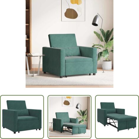 Divano letto 3 in 1 -  Divano letto estraibile singolo Verde scuro 90 x 165 x 87 cm