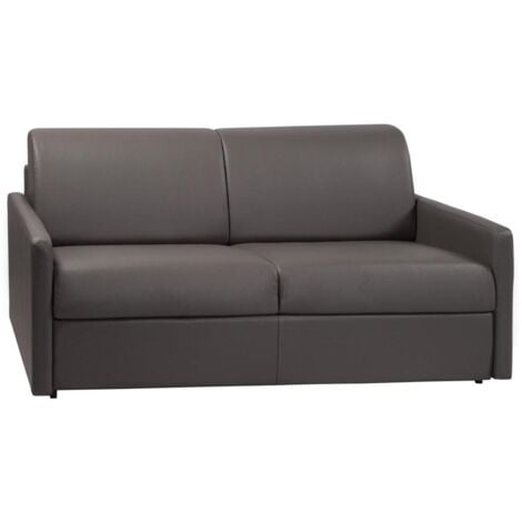 Divano letto 3 posti a ribalta in similpelle Grigio - Larghezza Materasso 140 cm - Spessore 14 cm - CALIFE