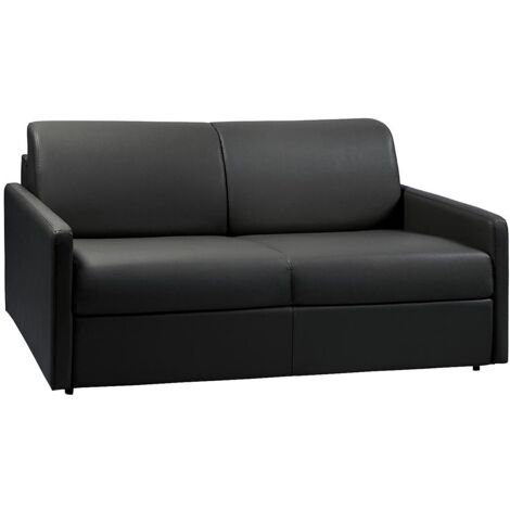 Divano letto 3 posti a ribalta in similpelle Nero - Larghezza Materasso 140 cm - Spessore da 18 cm - CALIFE