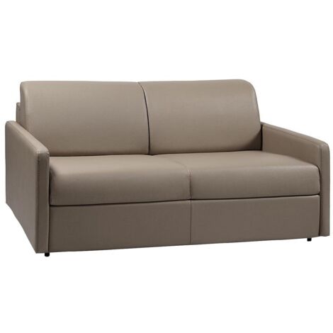 Divano letto 3 posti a ribalta in similpelle Tortora - Larghezza Materasso 140 cm - Spessore da 18 cm - CALIFE