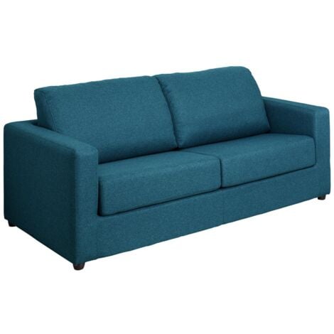 Divano letto 3 posti a ribalta Posto letto 140 cm Materasso 14 cm in Tessuto Blu - DONETO