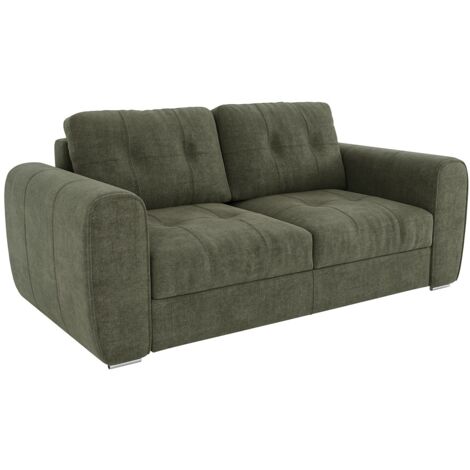 Divano letto 3 posti a ribalta Posto letto 140 cm Materasso 14 cm in Tessuto Verde - BOLIPO