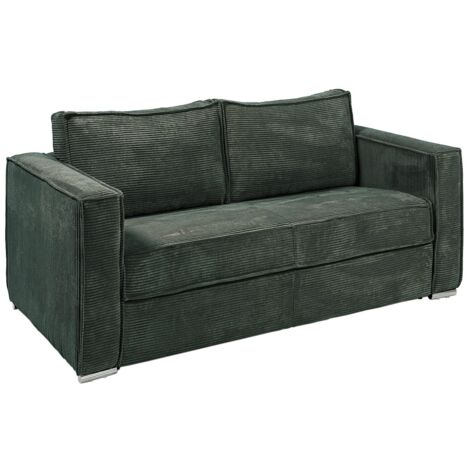 Divano letto 3 posti a ribalta Posto letto 140 cm Materasso 22 cm memory foam in Velluto coste Verde abete - LORETO
