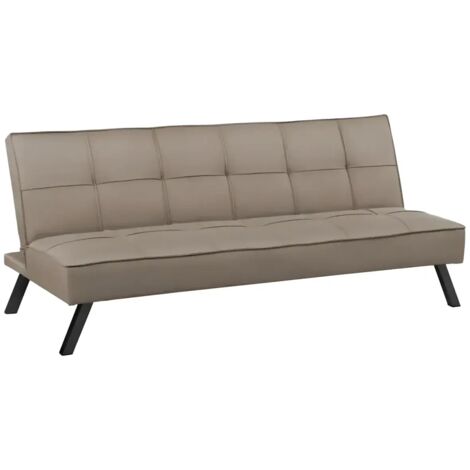 Divano Letto 3 Posti Beige Lino Prontoletto Salvaspazio Gambe Metallo