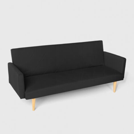 MODUS SOFÀ Divano letto 3 posti clic clac in tessuto reclinabile design nordico Perla - Nero