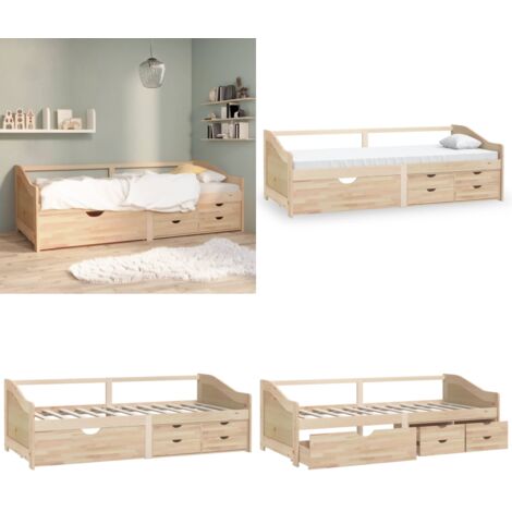 Divano Letto 3 Posti con Cassetti in Pino Massello 90x200cm - Letto per ospiti - Divano in legno