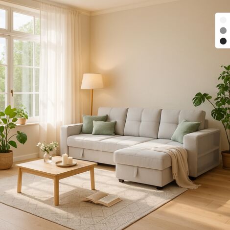 MODUS SOFÀ Divano letto 3 posti con penisola contenitore USB-C libreria Civis - Bianco