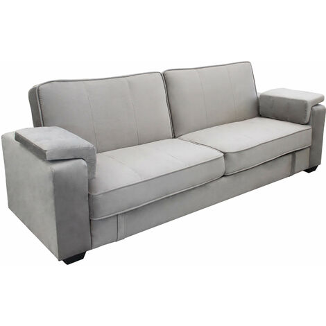 Divano letto 3 posti da interno con rivestimento in tessuto e struttura in acciaio Comfort Place -  Tan