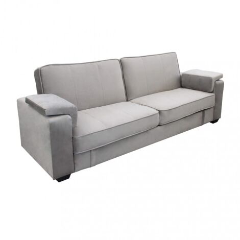Divano letto 3 posti da interno con rivestimento in tessuto e struttura in acciaio Comfort Place -  Tan