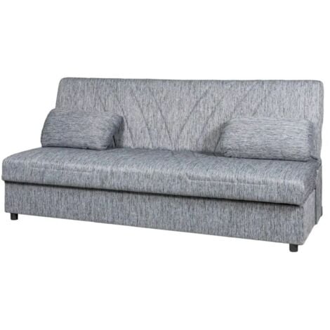divano letto 3 posti "fiji" grigio con cassettone contenitore, 183x81x89 cm