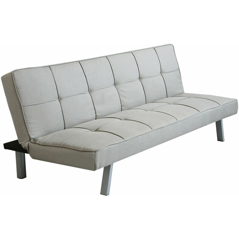 Homeness - Divano letto 3 posti imbottito salvaspazio con sistema click clak Grigio Chiaro Fusion