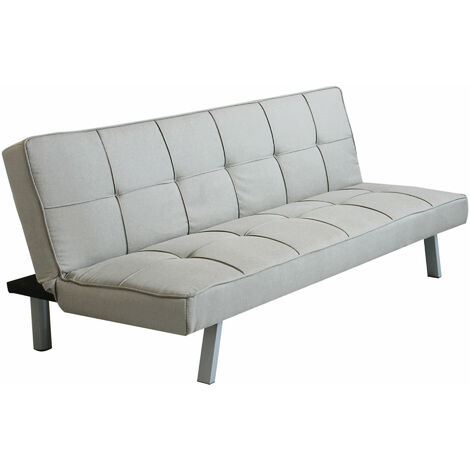 Divano letto 3 posti imbottito salvaspazio con sistema click clak Grigio Chiaro Fusion