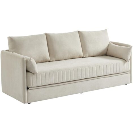 Divano letto 3 posti in Tessuto Beige - GRECCO