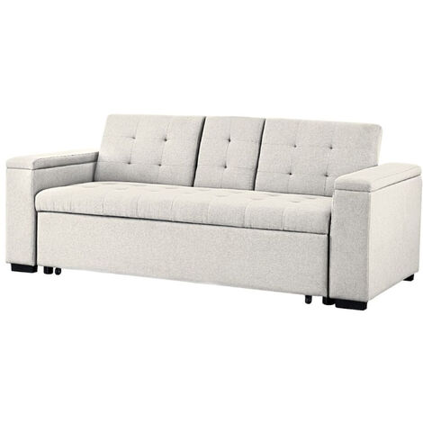 Divano letto 3 posti in tessuto beige NOHO