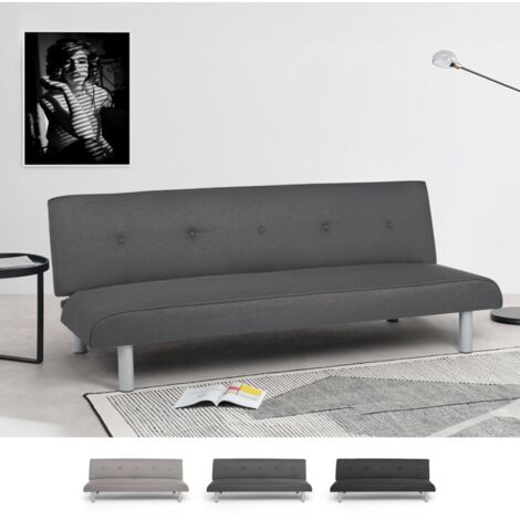 MODUS SOFÀ Divano letto 3 posti in tessuto per soggiorno salotto Larimar XL - Grigio Scuro