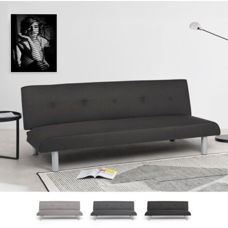 Divano letto 3 posti in tessuto per soggiorno salotto Larimar XL - Nero