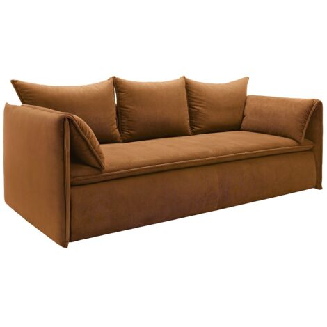 Divano letto 3 posti in Velluto a coste Terracotta - TEODORA