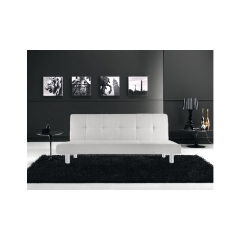 Divano letto 3 posti, reclinabile in ecopelle bianco 180x92cm Sicorage Soffy