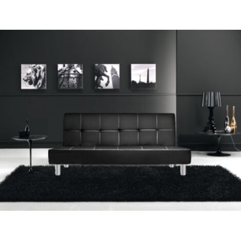 Divano letto 3 posti, reclinabile in ecopelle nero 180x92cm Sicorage Soffy