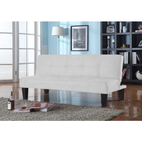 Divano letto 3 posti, reclinabile in microfibra bianco 164cm antiribaltamento Sicorage Jessut