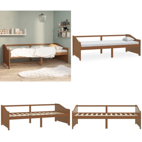 Divano Letto 3 Posti senza Materasso Ambrato in Pino 90x200 cm - Letto da ospiti - Divano in legno