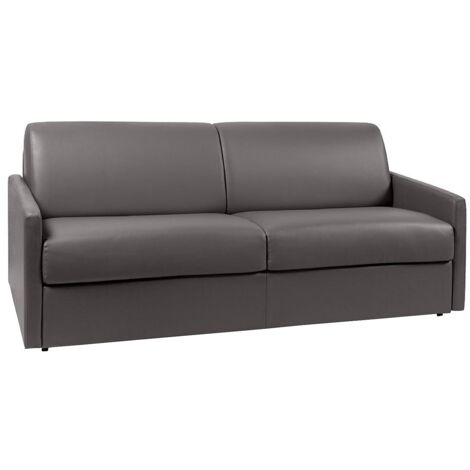 Divano letto 4 posti a ribalta in similpelle Grigio - Larghezza Materasso 160 cm - CALIFE