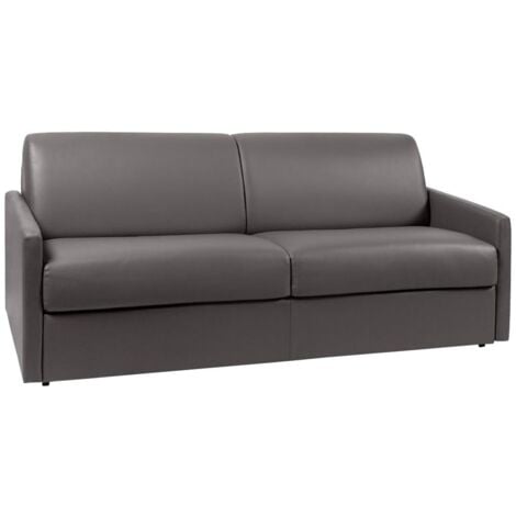 Divano letto 4 posti a ribalta in similpelle Grigio - Larghezza Materasso 160 cm - Spessore da 22 cm - CALIFE