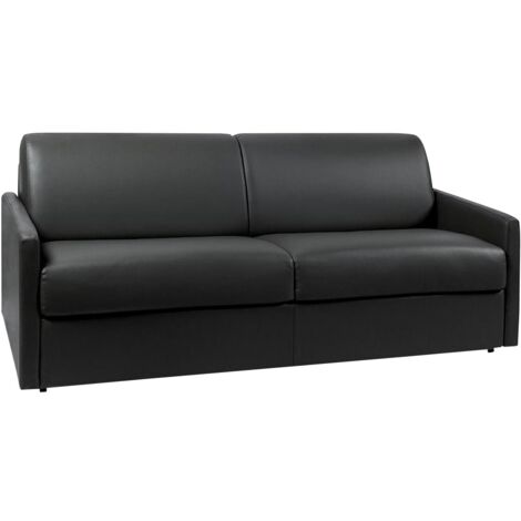 Divano letto 4 posti a ribalta in similpelle Nero - Larghezza Materasso 160 cm - Spessore da 22 cm - CALIFE